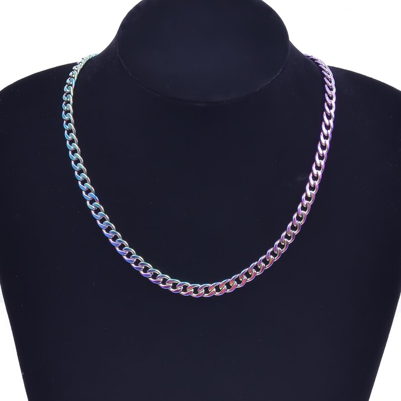 Rainbow Silver Color Link Chain Necklace For Women Men Accessories Stainless Steel Necklaces Bracelets Jewelry 20-90 cm