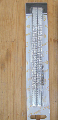 Charmante leren schoenenband met strass steentjes voor dames: Zilver