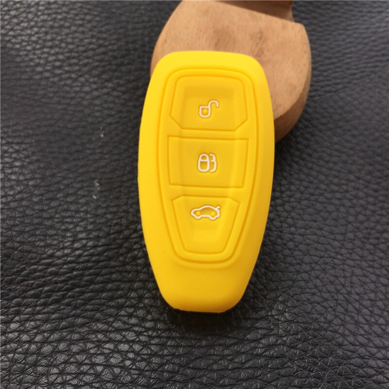 Silicone rubber car key case cover for Ford Focus 3 MK3 ST RS Ecosport Kuga fiesta Fiesta Focus Mondeo3 Buttons smart key: Yellow
