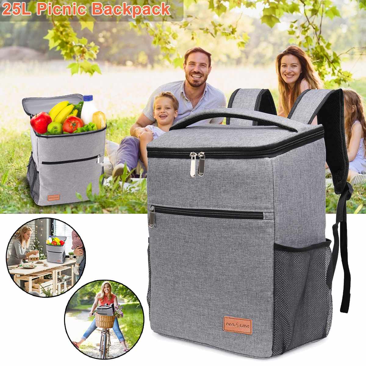 25L Picnic Bags Insulated Cooler Backpack Bag Leakproof Lightweight Backpack Refrigerator Bag for Picnic Hiking Camping Lunch