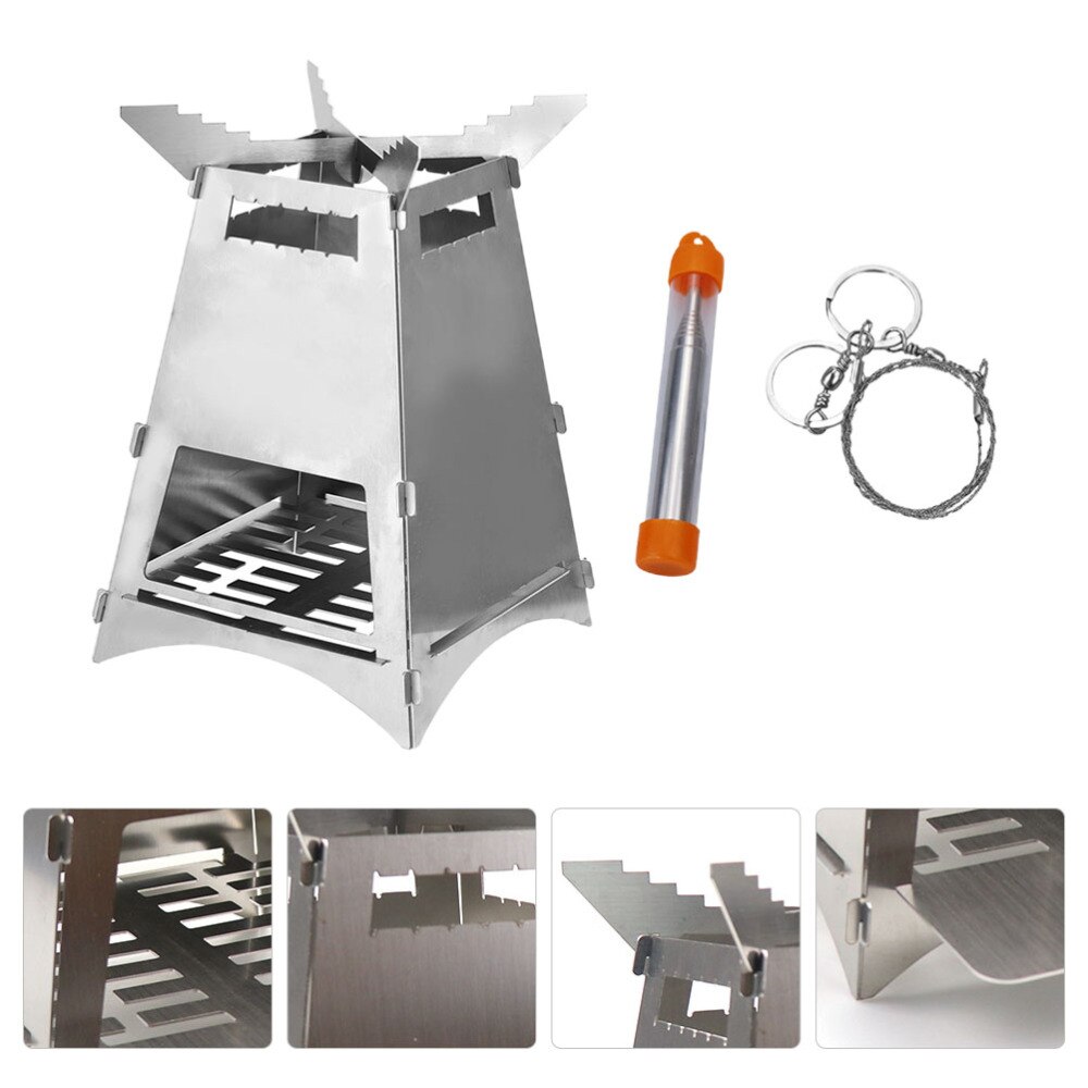 3 Stks/set Hout-Burningovens Vouwen Kookgerei Brandende Kachel Hout-Burningovens Bbq Kachel Voor Camping: Default Title