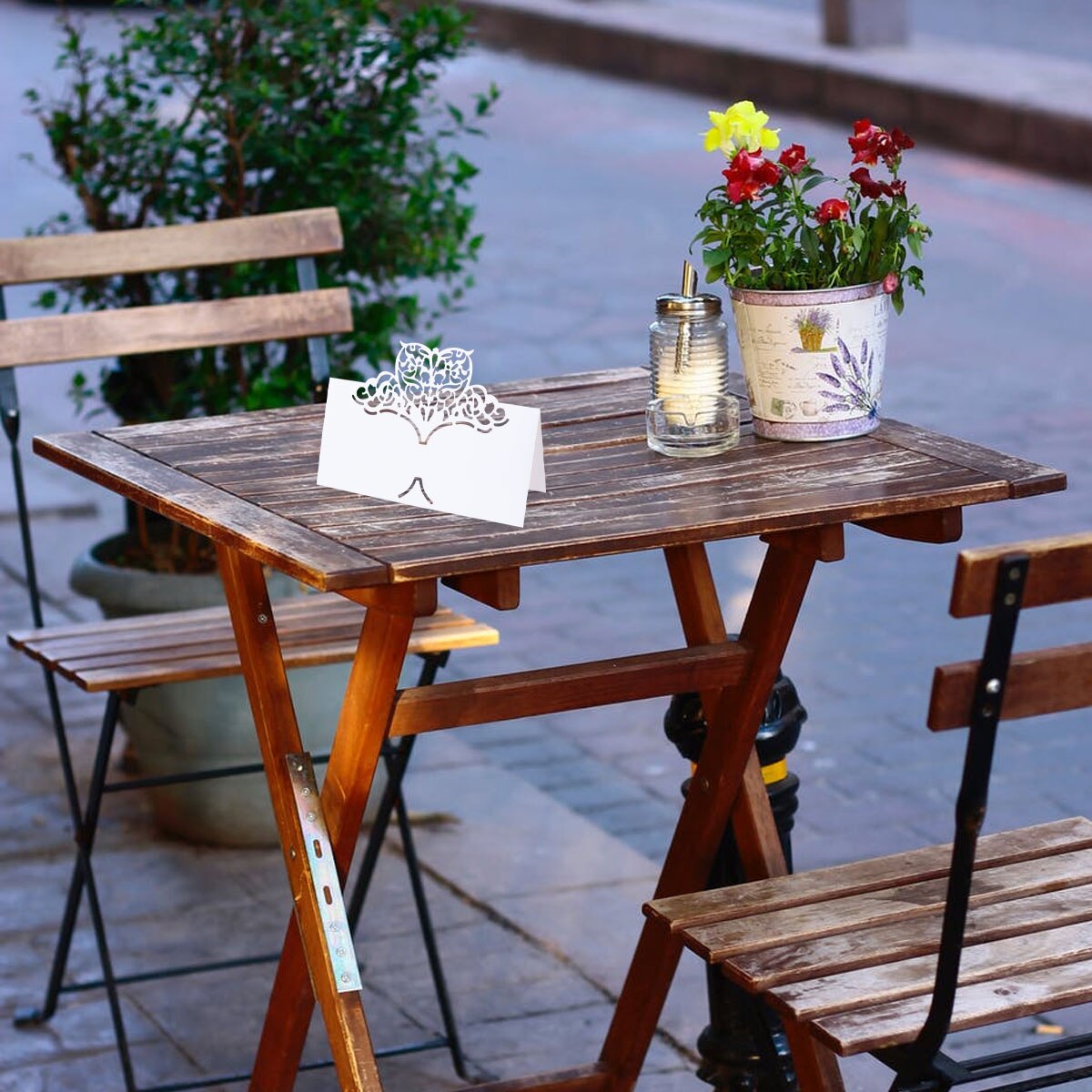 24Pcs Table Name Place Cards Wedding Party Favor Decor Cut - Size Large (Beige Golden)