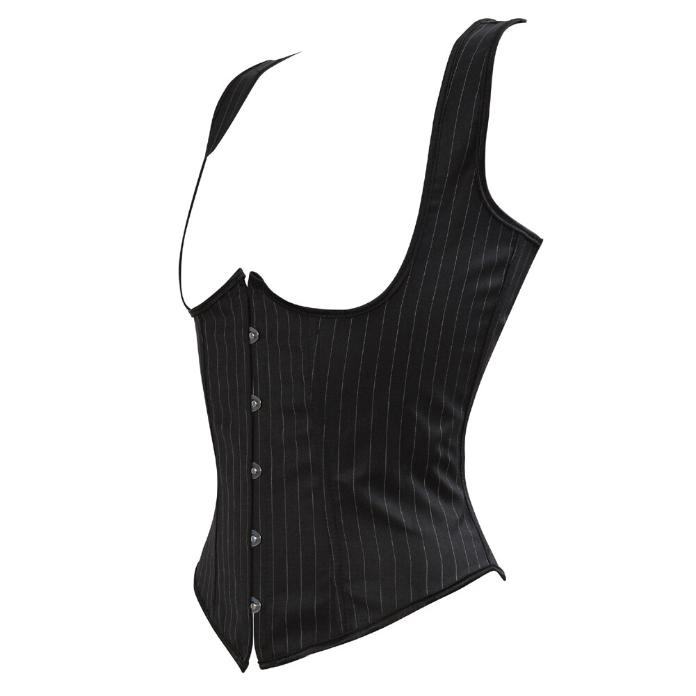 Frauen&#39;s Korsett gestreift Riemen sexy Outfit Underbust Korsett Taille Cincher Karosserie Gestalter schlank Korsett Plus Größe Schwarz vollbusiger oben