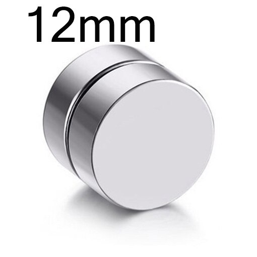 Runde SchöNe Kreis Nicht durchbohren 1PC Starke Magneten Magnet Ohr Mens Clip etwa6mm/8mm/10mm/12mm5 Farben Mädchen Ohrringe: 12mm Silber-