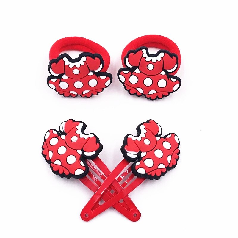 4 stuks schattige strik kinderhaarbandjes haarspeldjes voor meisjes haaraccessoires elastische haarbandjes haarspelden haarclip kinderen: Legergroen