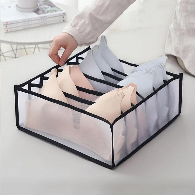 1pc husholdnings sammenleggbare netting undertøy oppbevaringsboks truser separert skuffe-type sokker organisator oppbevaring bh  c6 t 0