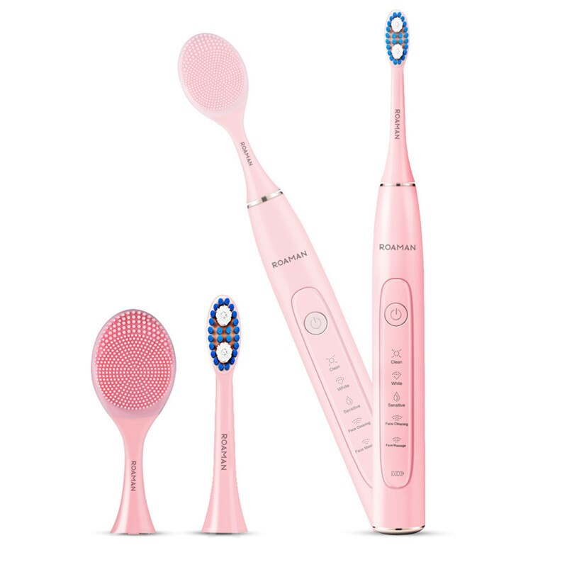 O'bella T10 Electric Toothbrush USB Rechargeable Sonic Electrric Toothbrush Upgraded Ultrasonic Toothbrush Face brush: T10 PINK