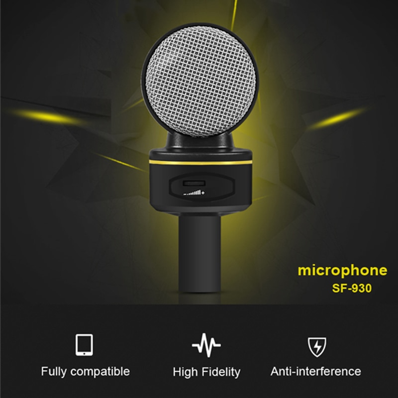 SF-930 Condenser Microphone Stereo Wired 3.5mm Studio Speech With Stand For Video Sound Record Museum Documentary