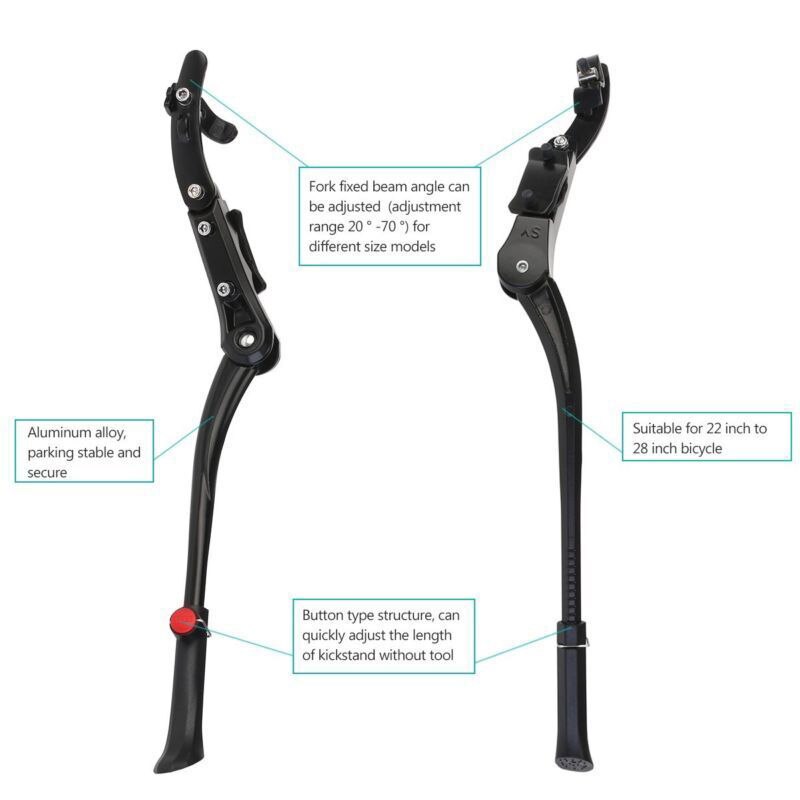 Soporte de palo lateral ajustable para bicicleta de montaña, aleación de aluminio, resistente, novedad