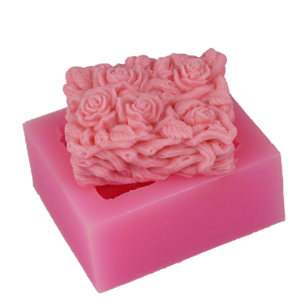 3D Rose Rechthoek Handgemaakte Zeep Siliconen Mal Fondant Cakevorm Chocolade Snoep Hars Klei Decoratie Maken Mould