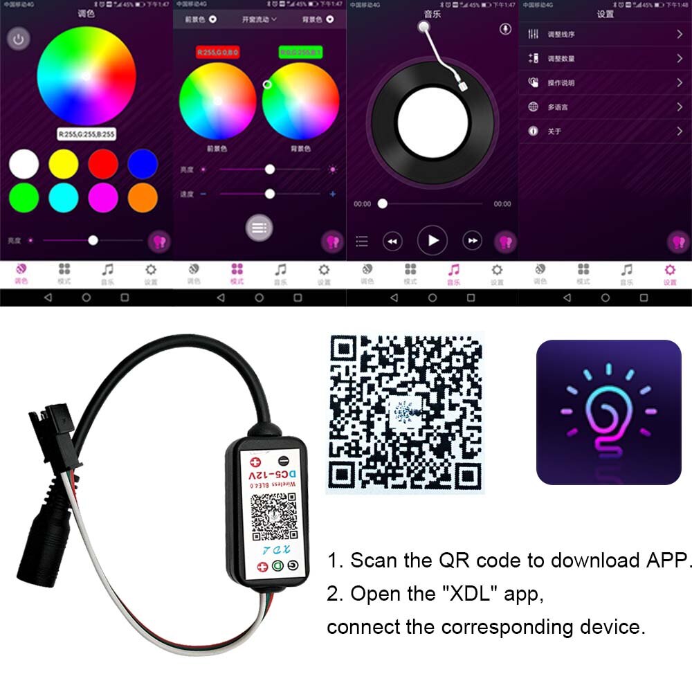 DC5-12V 192W 3Pin Pixel Smart Ic Rgb Led Bluetooth Controller Voor WS2811 WS2812 SK6812 Strip Licht
