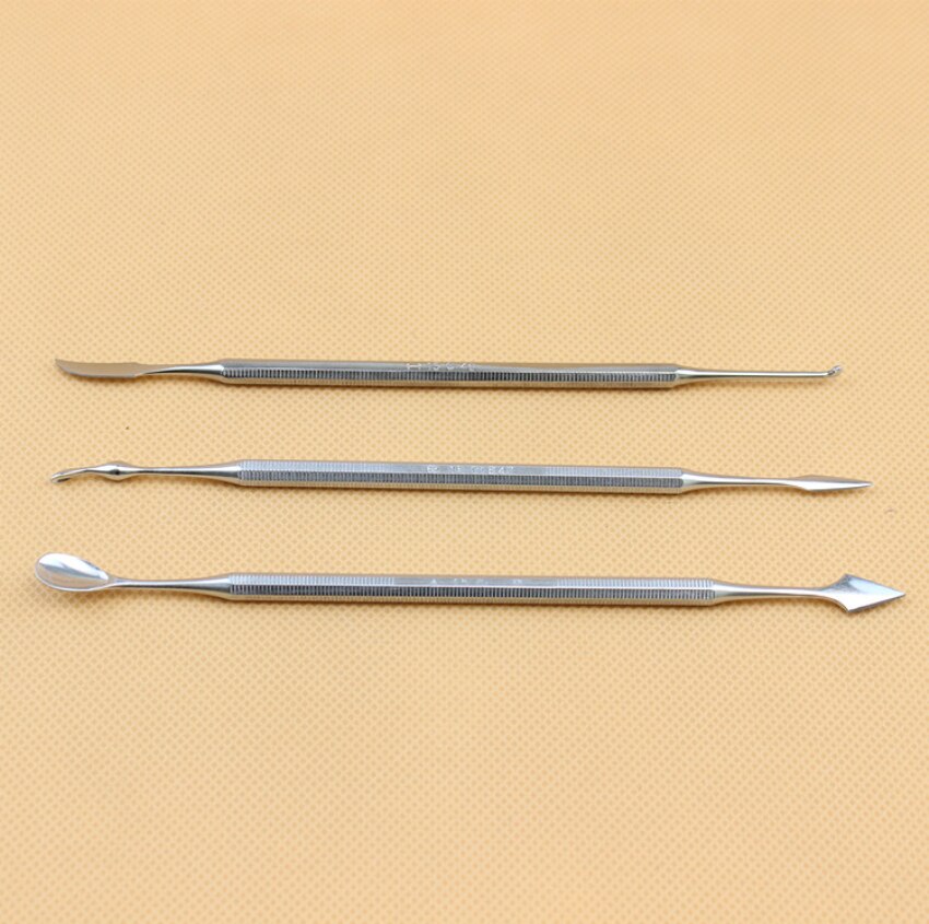 3 Stks/set Dental Wax Scoop Beeldhouwen Mes Rvs Dubbelzijdig Clay Carving Mes Tandarts Gereedschap Dental Pick Wax tool