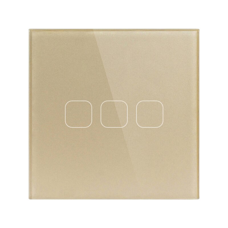 Atlectric Sensor Touch Switch Crystal Glass Panel Wall Light Switches EU Standard 1/2/3 gang 1Way Switch With LED Back Light: N1-EUTS2-3G1W-G