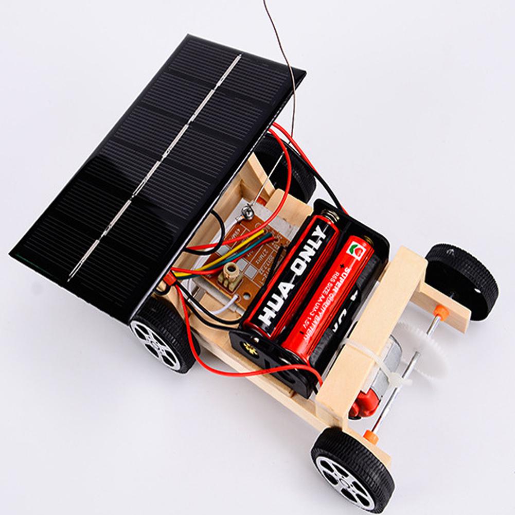 RCtown Wooden DIY Solar Powered RC Car Puzzle Assembly Science Vehicle Toys Set for Children