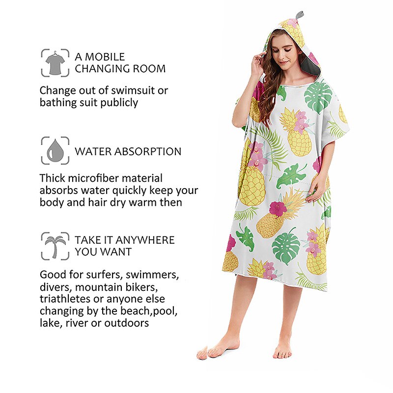 Mode Microfiber Veranderende Gewaad Strand Handdoek Snel Droog Buitensporten Hooded Handdoeken Poncho Zachte Strand Zwemmen Handdoeken Mantel