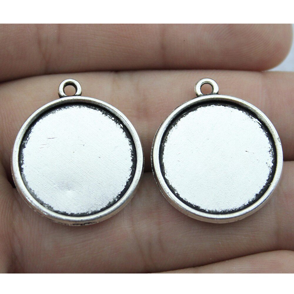 10 Stück / Los Passend für 20 mm rundes Glas Cabochon Base Setting Anhängerablage für Schmuck DIY Herstellung antiker silberner Farbe FM4024: F4214