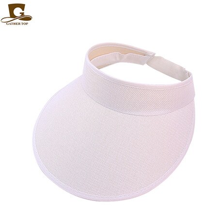 Women empty Top sun hat outdoor Summer Style hemp sports baseball cap Plastic Sun Visor Hat: WHITE
