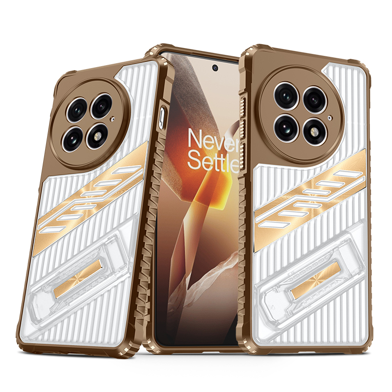 Halkfritt stativskal till oneplus 13, one plus 13r- fodral, stativhållare, transparent skal, fundaskal: Guld- / För iphone 16 pro