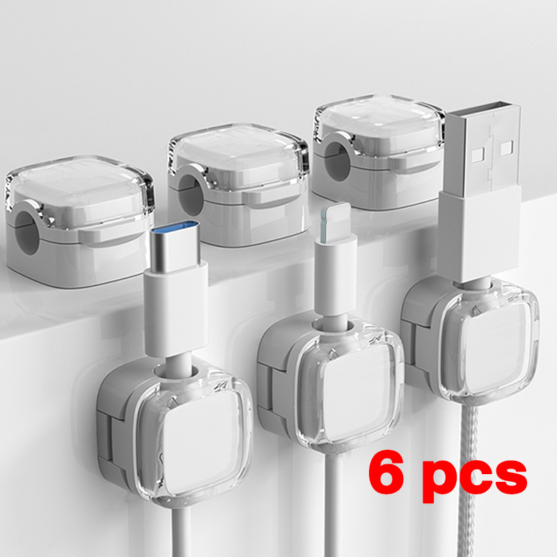 Clip de Cable magnético de escritorio, soporte de Cable ajustable suave debajo del escritorio, gestión de cables, soporte organizador de cables: Naranja