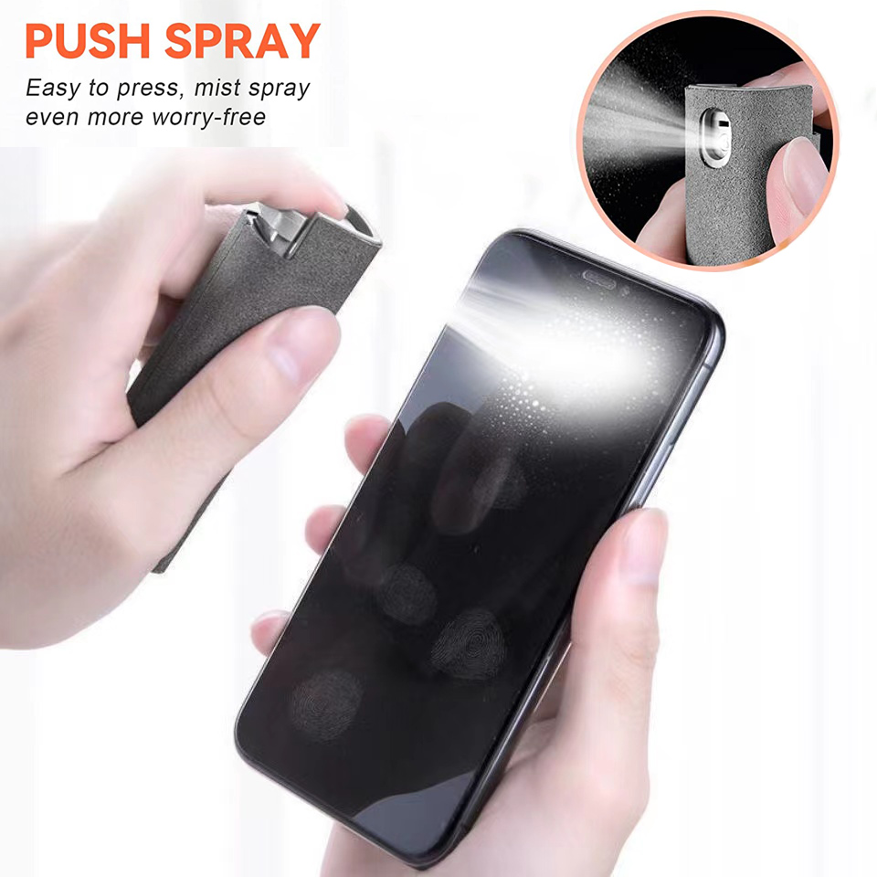 2 in w 1 spray do czyszczenia ekranu telefonu, przenośny tablet, telefon, telefon komórkowy, zestaw ściereczek z mikrofibry do czyszczenia szkła