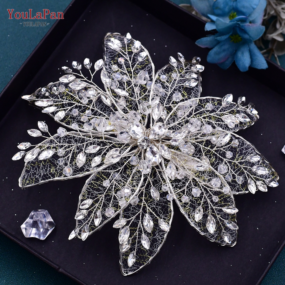 YouLaPan, diadema para la frente de la novia, tocados brillantes con diamantes de imitación para boda, mujer, de graduación, accesorios de joyería para la cabeza HP599: Pistola negra plateada