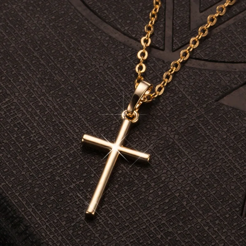 LATS moda kobiece wisiorki z krzyżem dropshipping złoty kolor kryształowy wisiorek z krzyżem jezusa naszyjnik biżuteria dla kobiet mężczyzn hurtownia: Kolor stali nierdzewnej