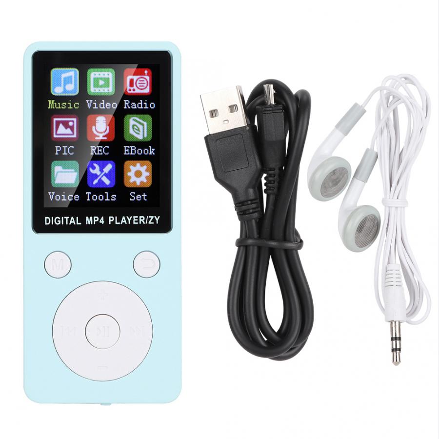 T1 Music MP3 MP4 Player 8G Bluetooth Support 32G Memory Card Round Buttons MP4 Music Player: Blue