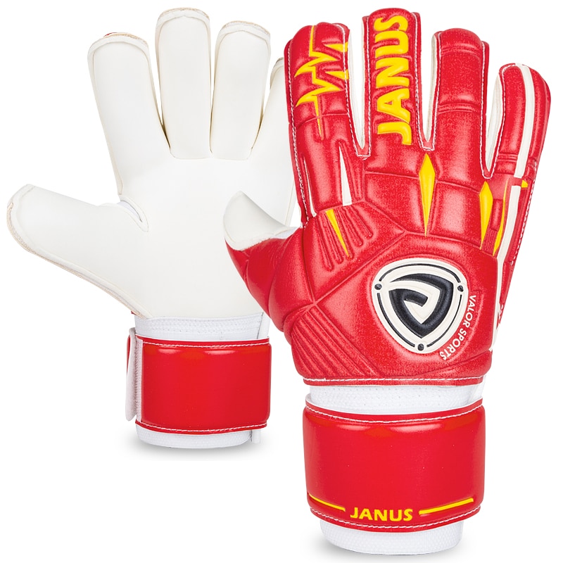 Janus Roll Finger Goalkeeper Gloves Goalie Keeper GK Gloves with Removable Finger Save Protection Size 7 8 9 10 Yellow Red