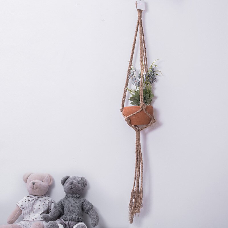 Macrame plantehenger for hage lin plante henger håndlaget hage plante henger lin henger: Lysegrønn