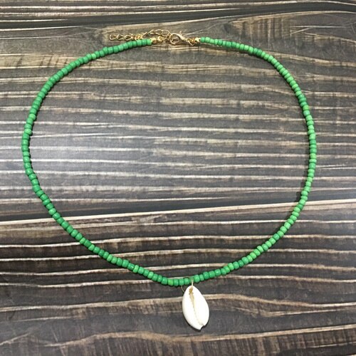 Proste koraliki shell Strand naszyjnik kobiety String z koralikami krótkie shell Choker naszyjnik biżuteria 16 cali Chokers naszyjnik prezent: 4