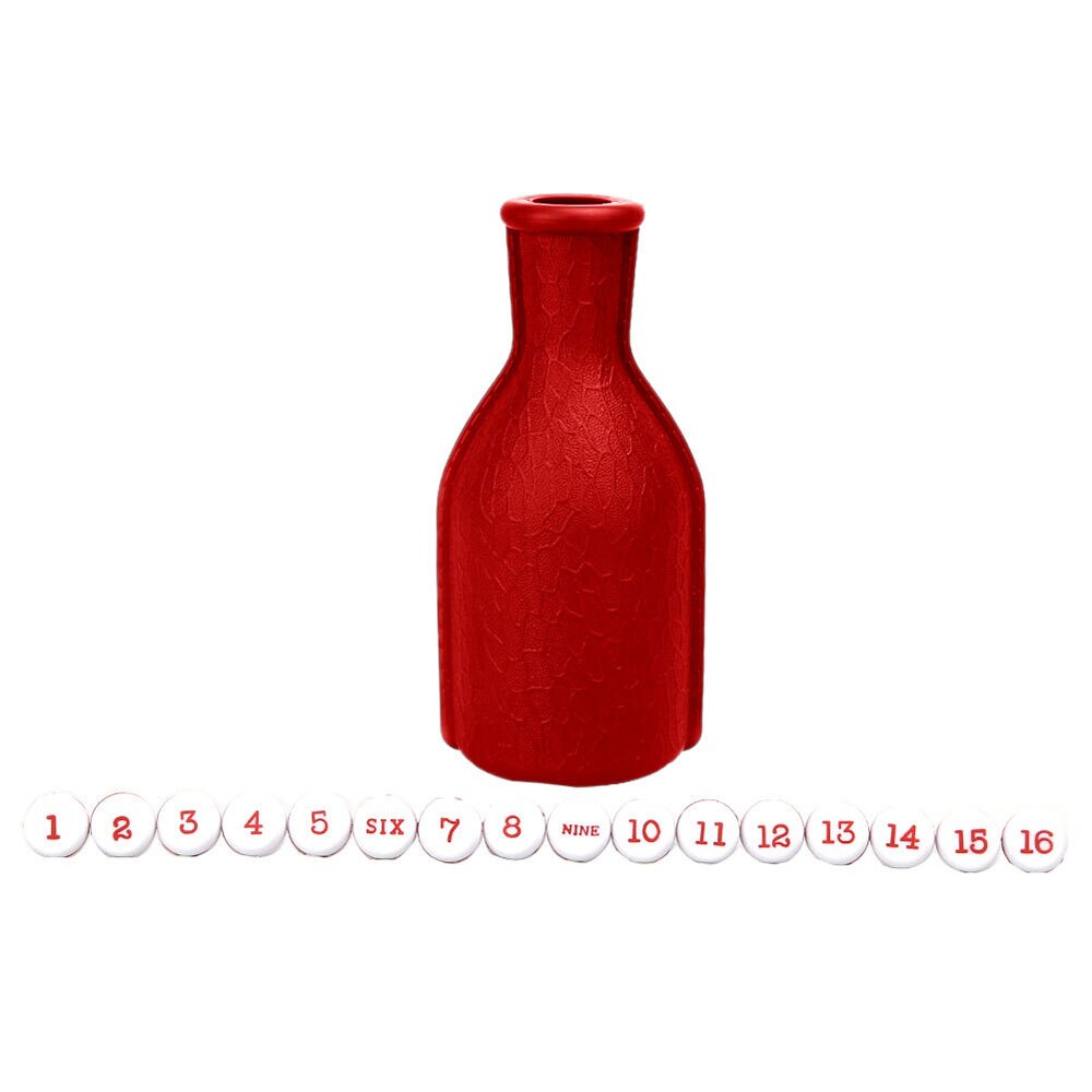 17pcs/set Billiard Game Kelly Pool Shaker Bottle with Standard set of 16 Numbered Tally Balls Peas Billiard Accessories: Red
