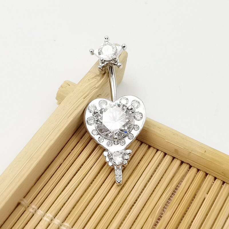 Hellolook pentagramm-liebesherz-bauchnabelpiercing , 925 bauchnabelpiercings aus sterlingsilber mit zirkonia, hochzeitsschmuck