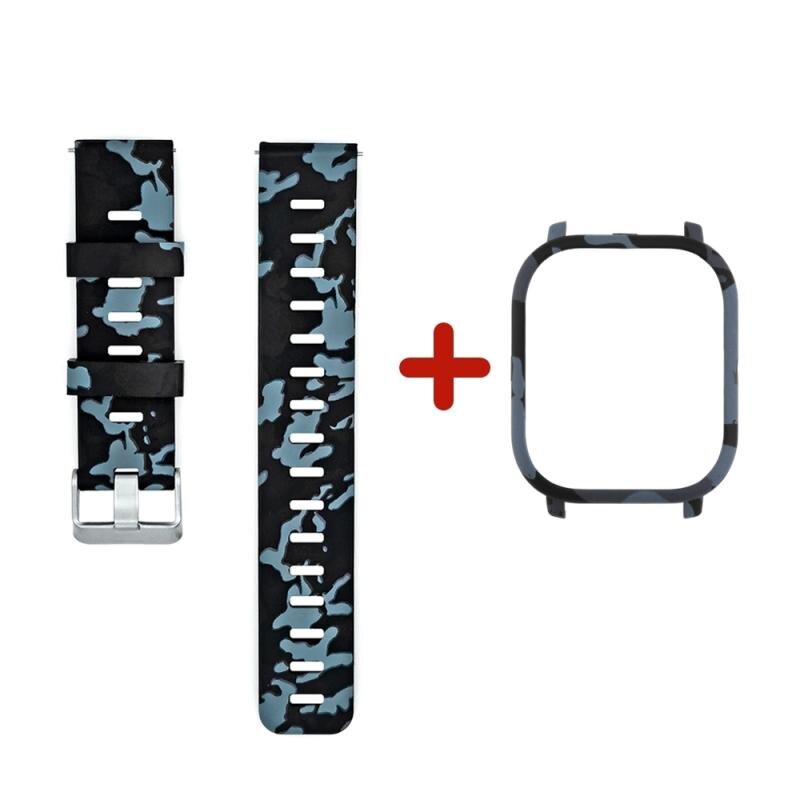 Strap 2 in 1 Watch Band Watch Case Cover Bracelet strap Protector Silicone Wrist Strap Watch Band For Amazfit GTS Strap: 02 Gary