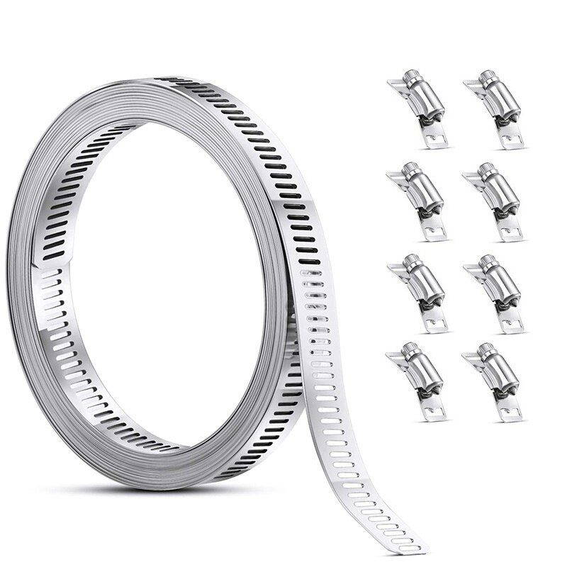 304 Stainless Steel Worm Clamp Hose Clamp Strap with Fasteners Adjustable DIY Pipe Hose Clamp Ducting Clamp: 11.5 feet