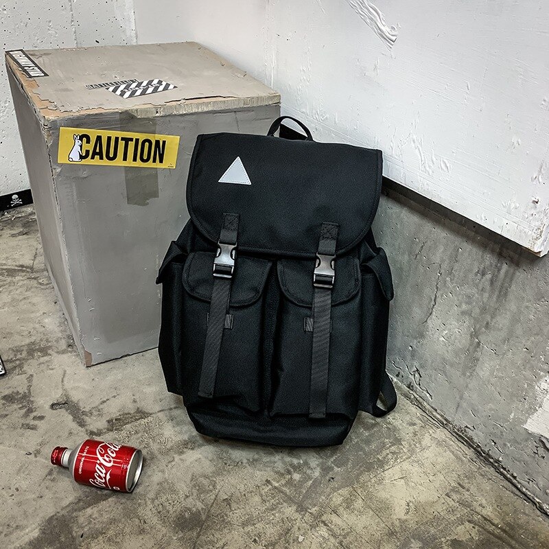 Unisex Oxford Backpack - Fashion Style - Zipper Closure - Interior Compartment - External Frame: Black