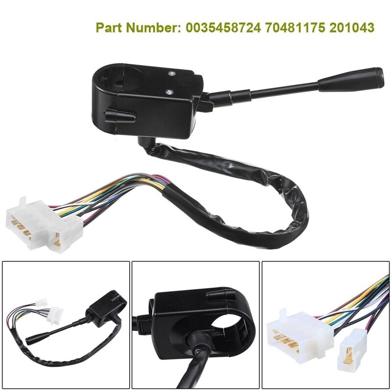 Commutateur Combiné Clignotant + Essuie-Glace Compatible Mercedes Benz Camion/Tracteur – Référence 70481175 0035458724 – Noir ABS Qualité OEM