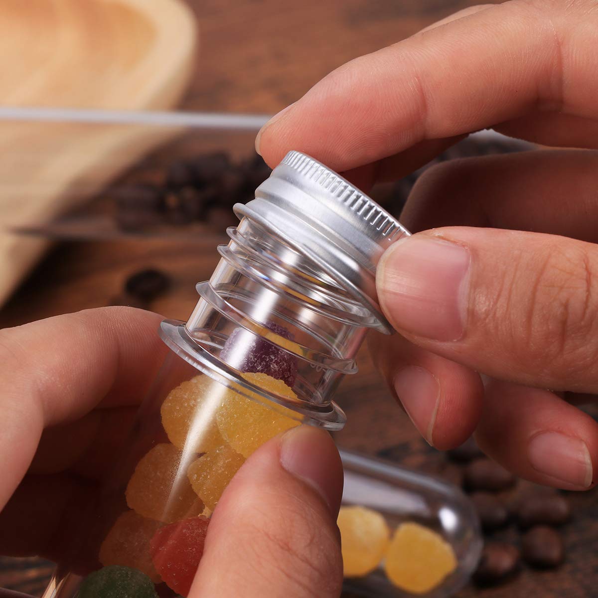 Neue 50Stck 40Ml Kunststoff Reagenzglas Mit Schraube Kappe Flasche Aluminium Kappe Verpackung Rohr Mit Druck Empfindliche Dichtung Süssigkeit Kapsel 5.