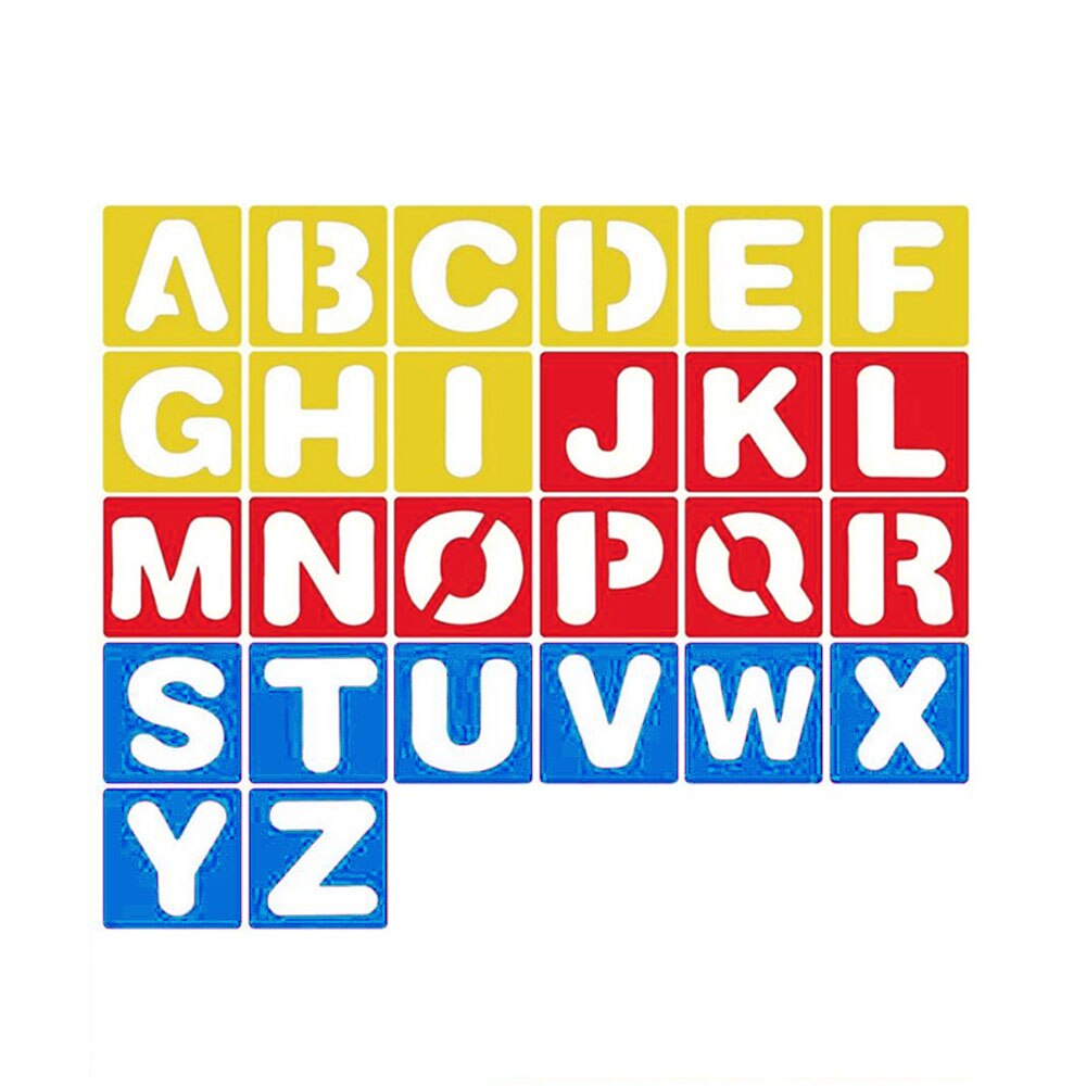 26pcs(A - Z) Alphabet Stencils Set Plastic Letter Painting Drawing Templates For Kids Posters Learning DIY Craft Decoration