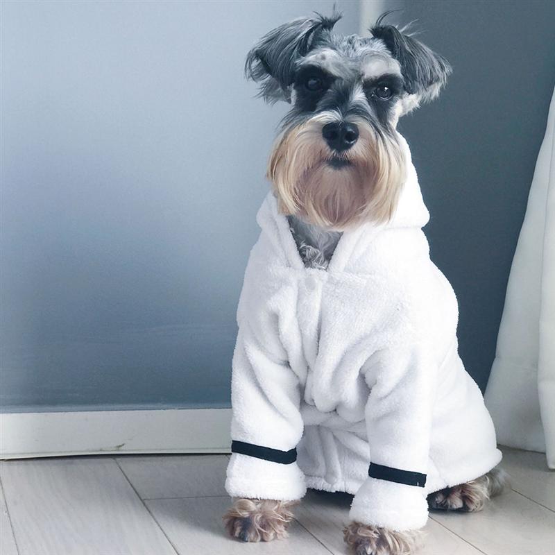 Hundebadekåbe højabsorberende, hurtigtørrende blød kappe, varm pyjamas med hætte, badekåbe til hundekat