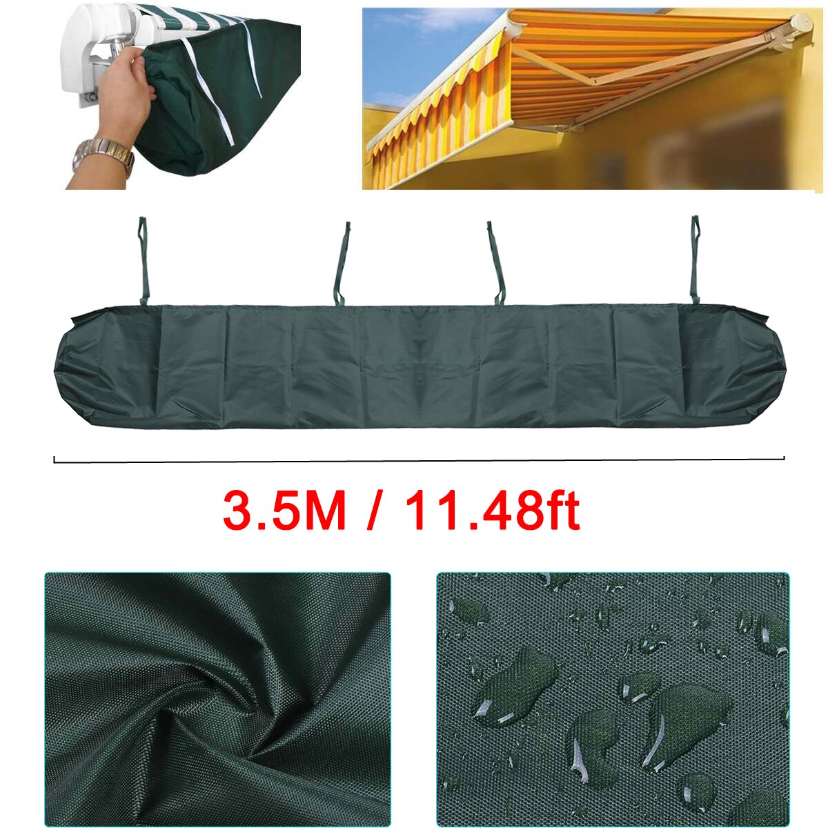 2/2.5/3/3.5/4/4.5/5m Oxford Patio Awning Winter Storage Bag Yard Garden Shelter Rain Weather Cover Protector Sun Canopy Cloth: Green-3.5M
