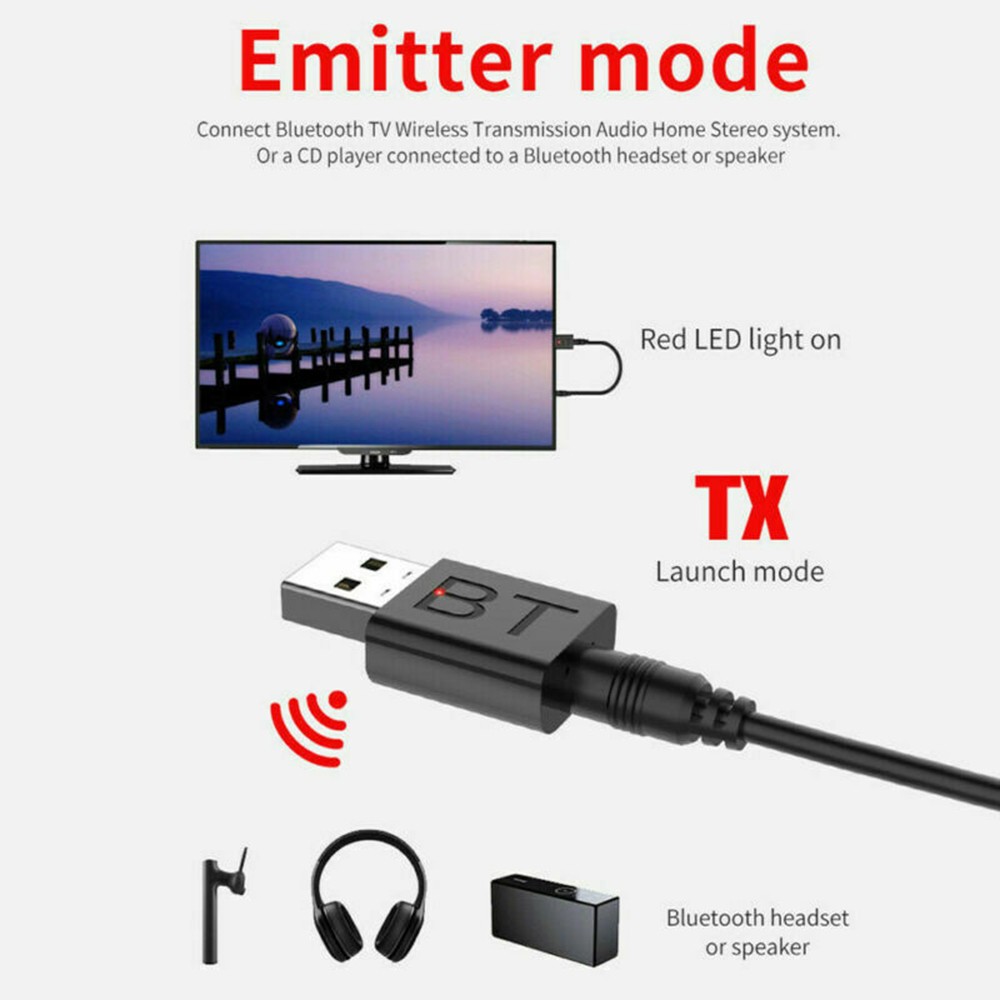 2 In1 USB Wireless Bluetooth Adapter 5.0 Transmiter Bluetooth For Computer TV Laptop Speaker Headset Adapter Bluetooth Receiver