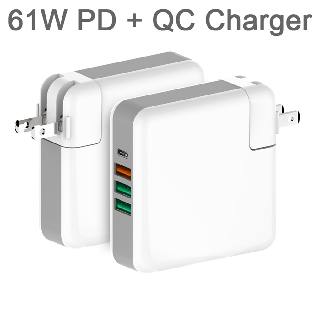 3-Port USB Wall Charger - QC 3.0 PD Fast Charge - 100-240V Power Adapter for iPhone, iPad