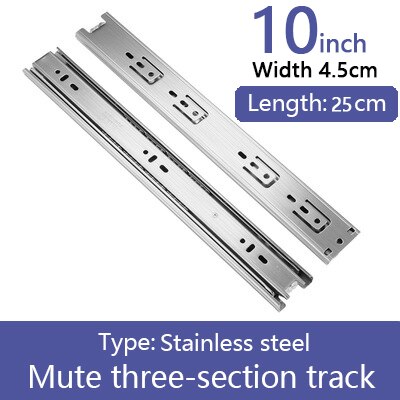 Stainless Steel Drawer Slides Soft Close Track Cushioned Silent Closing Three Section Sliding Rails Furniture Hardware: J