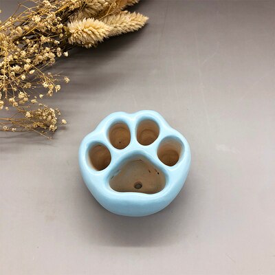 Lovely Multicolor Cat Paw Cement Flower Pot Mini Succulent Plant Container Desktop Home Ornament Garden Planter Small: K