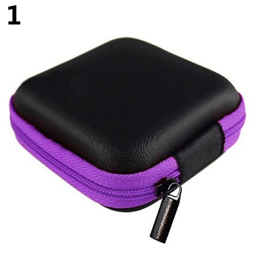 Platz Tragbare fallen für Kopfhörer fallen Mini Reißverschluss Runden Lagerung Schwerer Tasche Headset Kasten für Kopfhörer fallen SD TF Karten: Violett