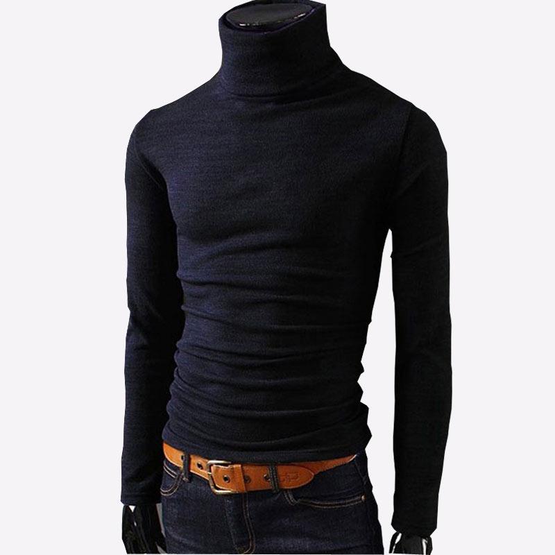 Herfst Heren Truien Casual Mannelijke Coltrui Man Zwarte Solid Truien Slim Fit Kleding Trui