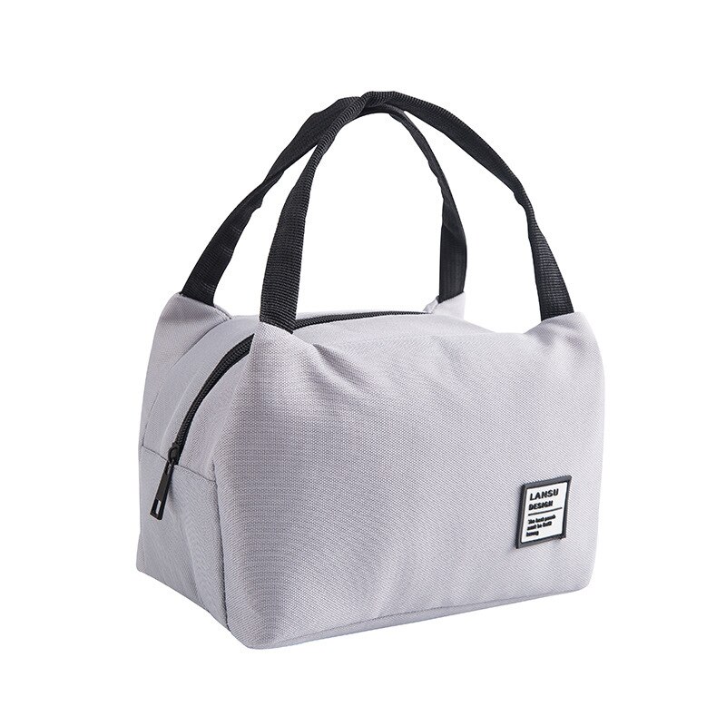 Bolsas de nailon fresco refrigerado para mujer, bolsas térmicas Oxford impermeables y portátiles con cremallera, bolsos para la comida para mujer, bolsa de caja de Almuerzo: Gray