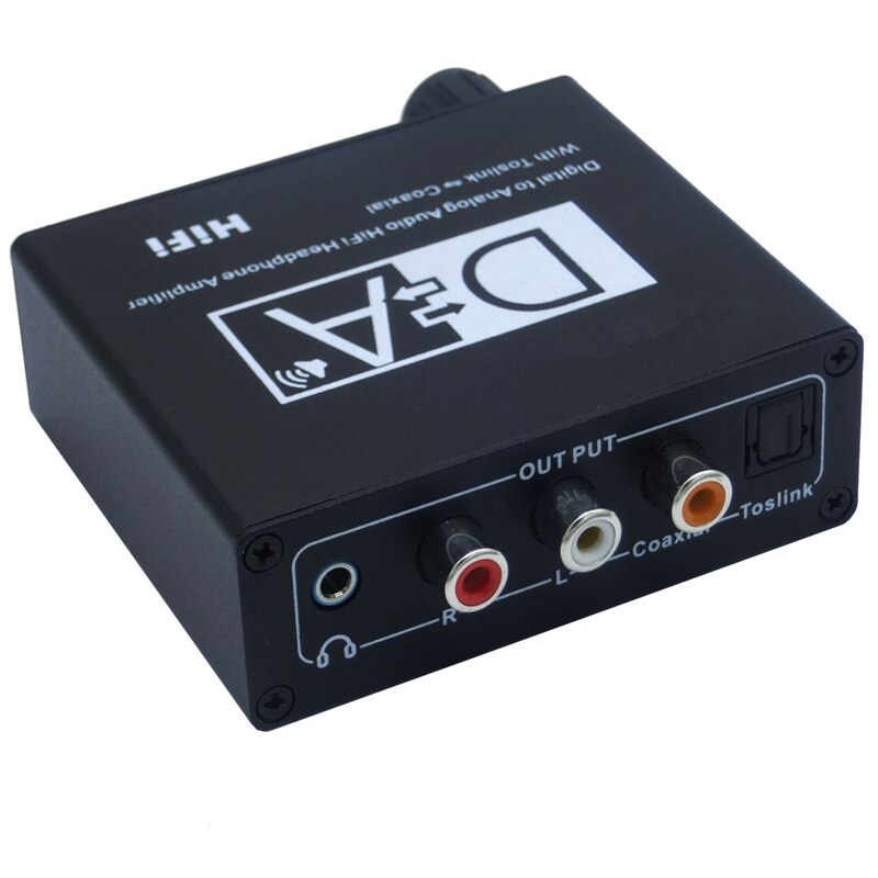 Hifi DAC Amp Digital a analógico, convertidor de Audio RCA 3,5mm, amplificador de auriculares Toslink, salida Coaxial óptica