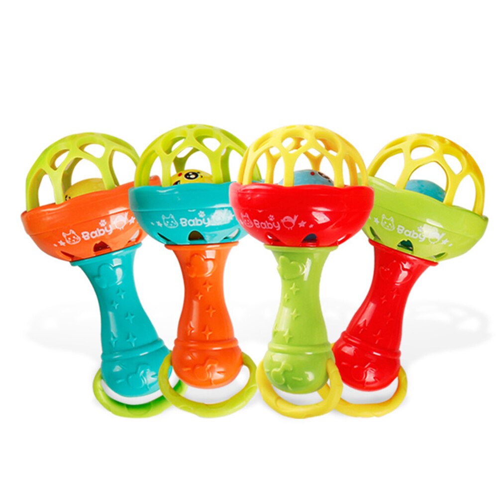 Newborn Baby Teether Rattle Toy Baby Intelligence Grasping Gums Hand Bell Sound Funny Birthday For 0-1 Year Baby