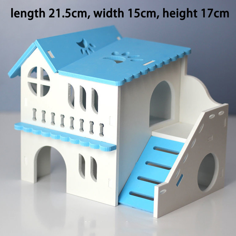 Niche de Hamster de luxe, maison de couchage, écureuil hérisson Chinchilla cochon d&#39;inde maison de jeu bricolage petits animaux Cage produits: blue-1